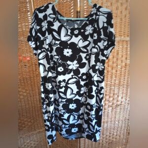 Black mini dress with white floral design size 3X
